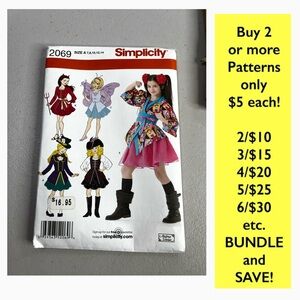 Simplicity Girls' Colorful Costume Dress Pattern — Pink, Red, Purple, Blue